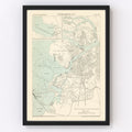 Vintage Map of Saint Petersburg, Russia 1888