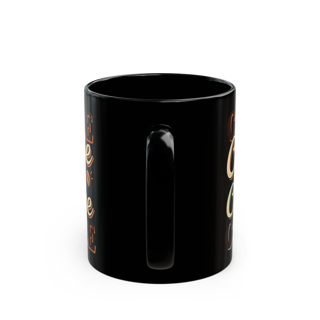 Coffee Lovers Black Mug — Retro 'Coffee' Typography with Steaming Cup (11oz & 15oz)