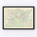 Vintage Map of Boston, Massachusetts 1884