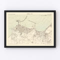 Vintage Map of Algiers, Algeria 1886