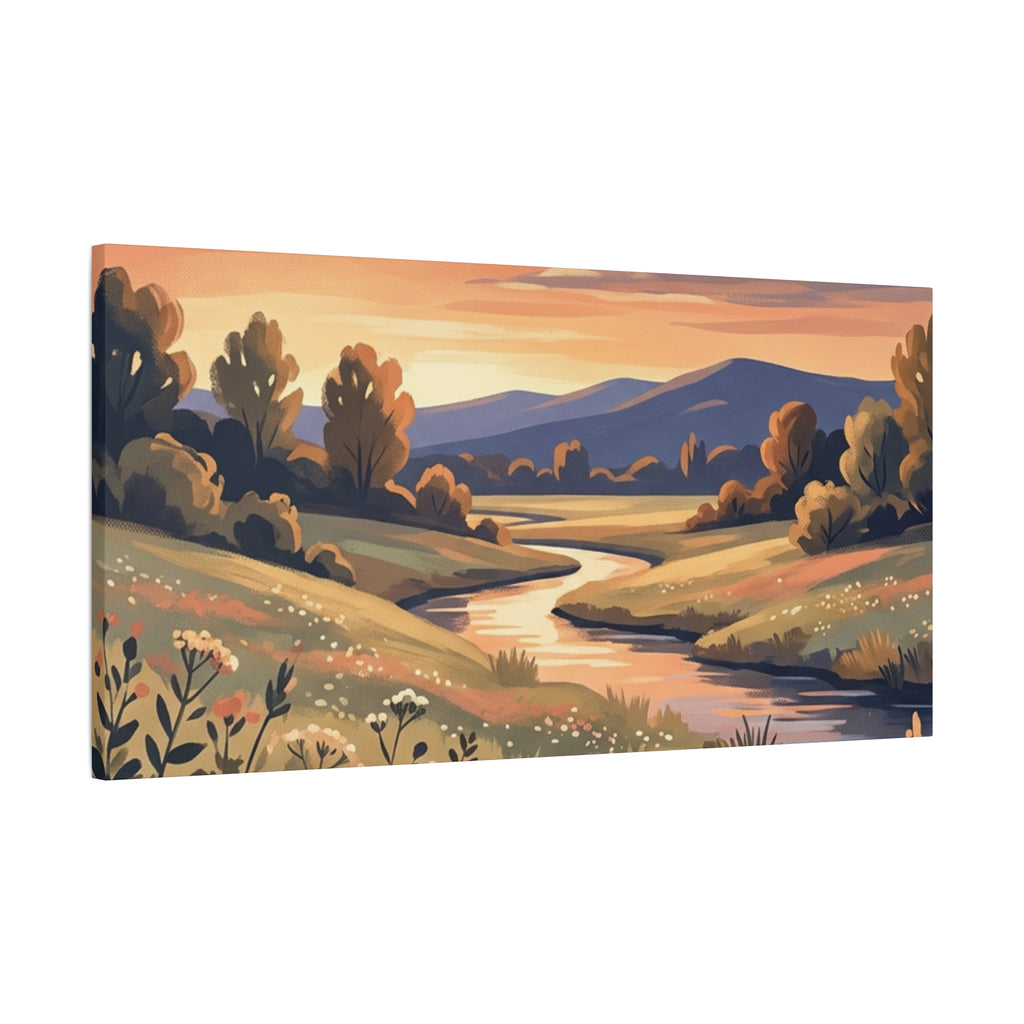Sunset Meadow Canvas Wall Art
