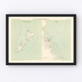 Vintage Map of Timaru, New Zealand 1890