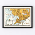 Vintage Animated Map of Ontario, Canada 1929