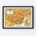 Vintage Animated Map of Quebec, Canada 1929