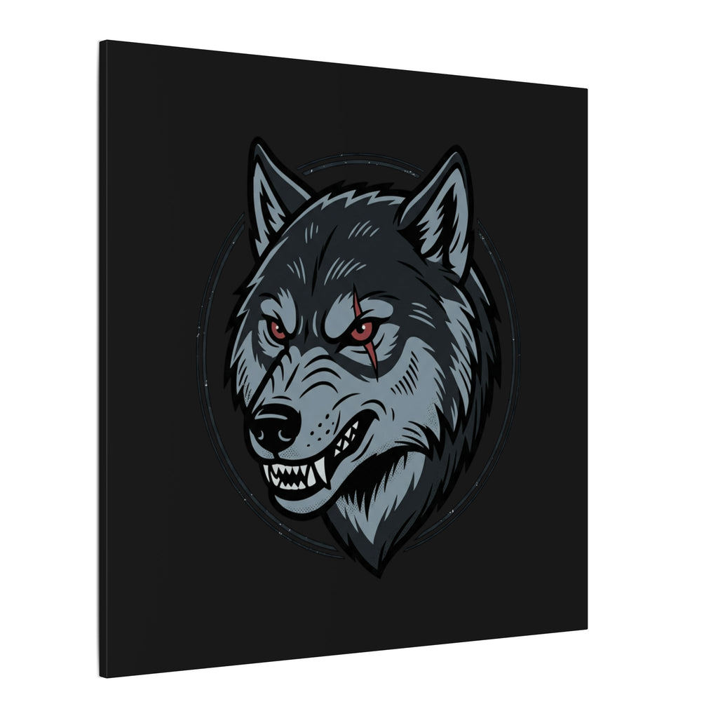 Wolf Head Canvas Wall Art — Fierce Gray Wolf Portrait Matte Stretched