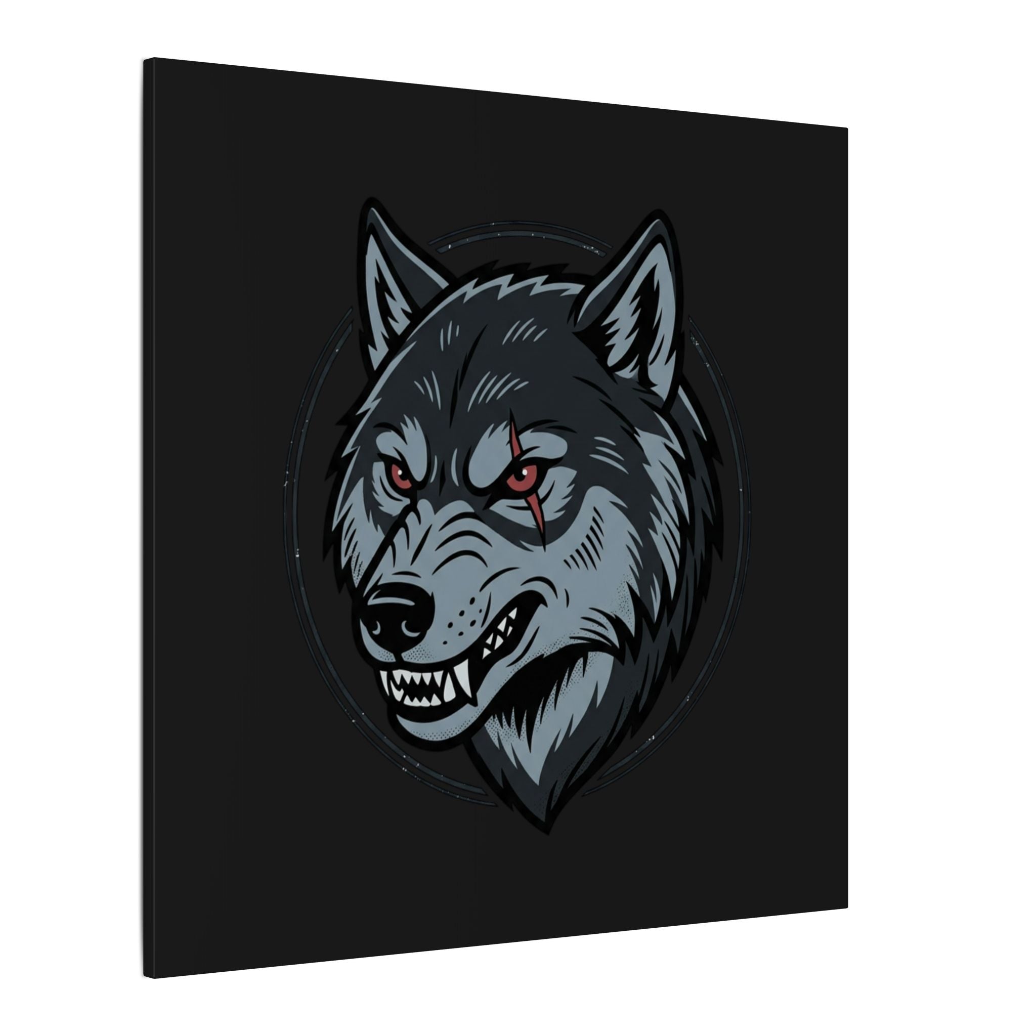 Wolf Head Canvas Wall Art — Fierce Gray Wolf Portrait Matte Stretched