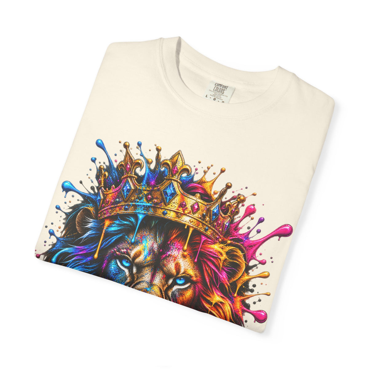 Color Splash Lion Tee — Regal Crown Graphic T-Shirt