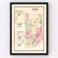 Vintage Map of Lyons Plains, Connecticut 1867