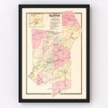 Vintage Map of Easton, Connecticut 1867