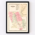 Vintage Map of Nichol's Farms, Connecticut 1867