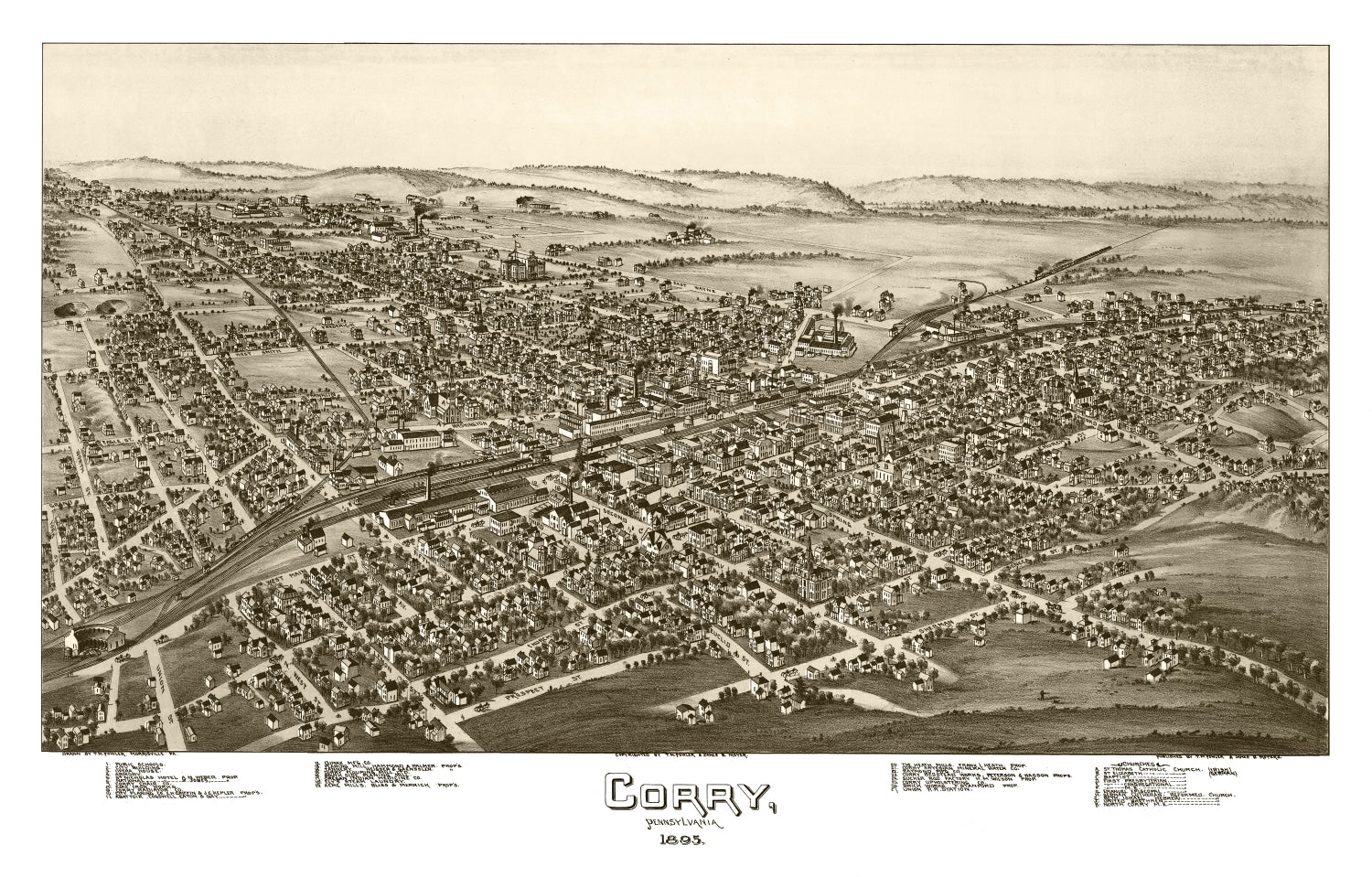Vintage Map of Corry, Pennsylvania 1895