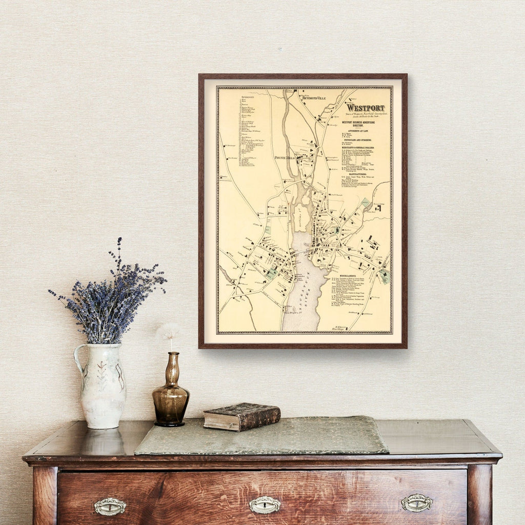 Vintage Map of Westport, Connecticut 1867