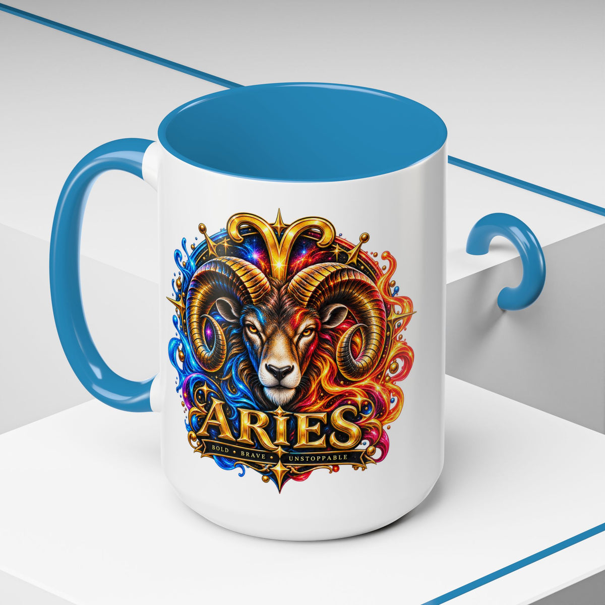 Aries Zodiac Coffee Mug — Colorful Ram Astrology Accent Mug (11/15oz)