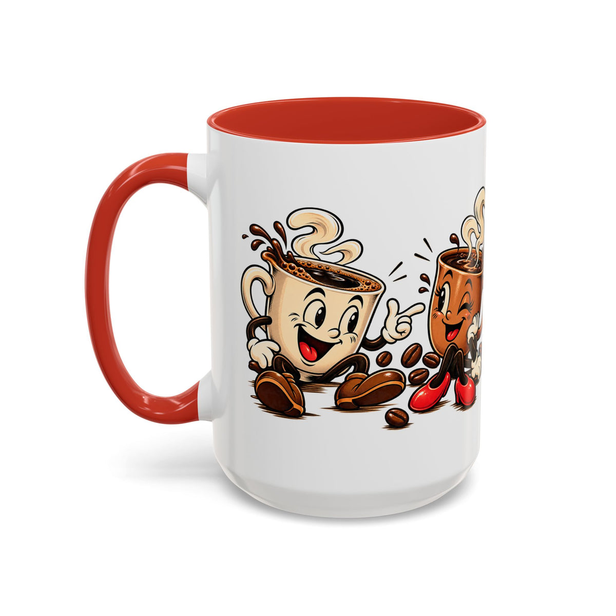 Coffee Cartoon Mug — Cute Dancing Coffee Cups Accent Mug