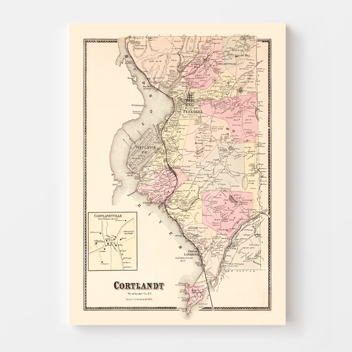 Vintage Map of Cortlandt, New York 1867