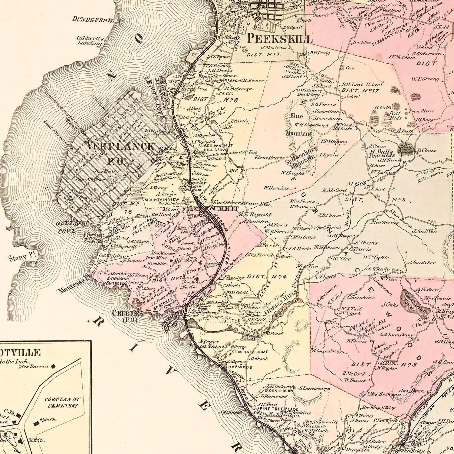 Vintage Map of Cortlandt, New York 1867