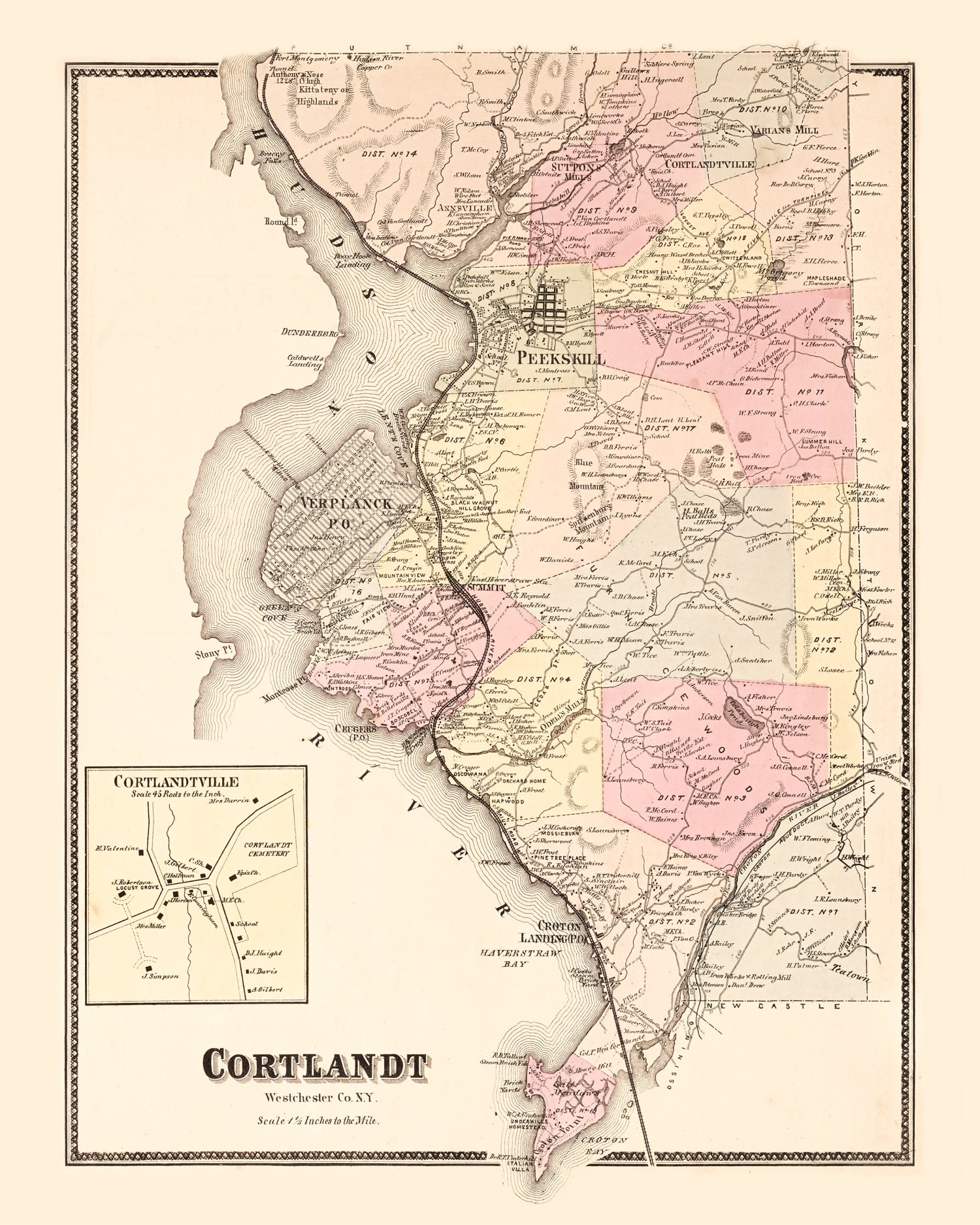 Vintage Map of Cortlandt, New York 1867