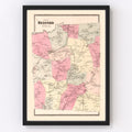 Vintage Map of Bedford, New York 1867
