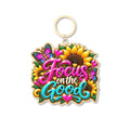 Focus on the Good Sunflower Keychain — Colorful Inspirational Acrylic Keyring