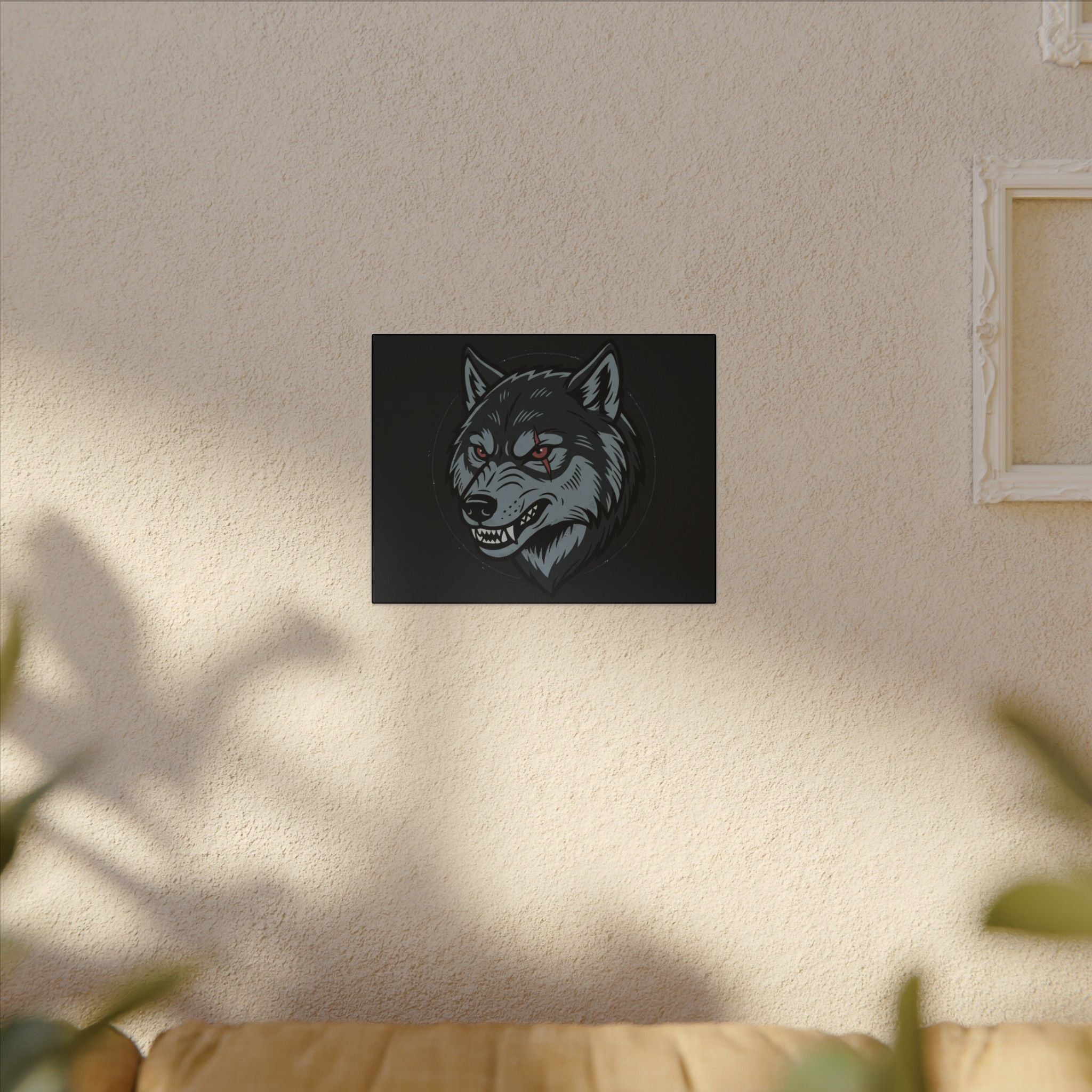 Wolf Head Canvas Wall Art — Fierce Gray Wolf Portrait Matte Stretched