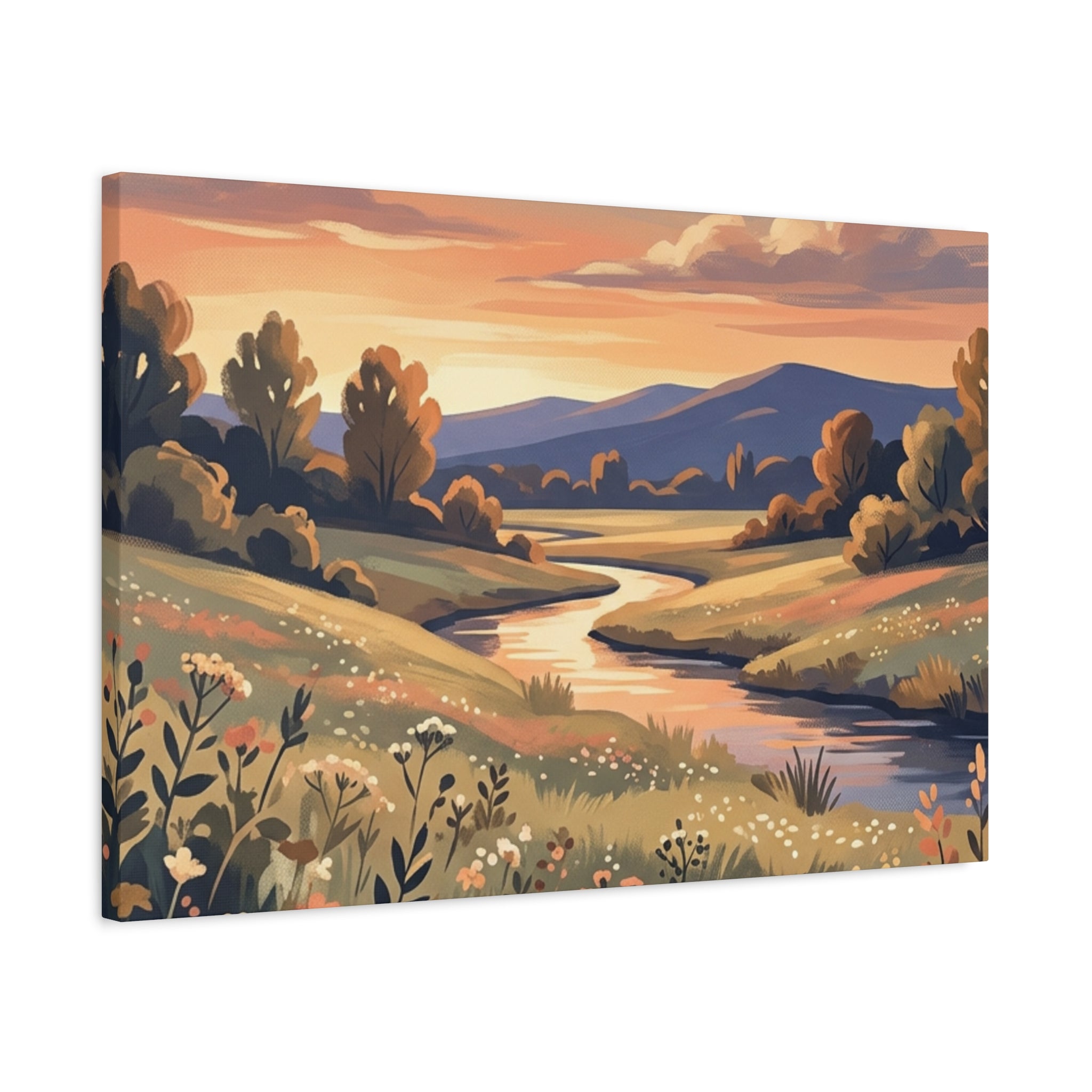 Sunset Meadow Canvas Wall Art