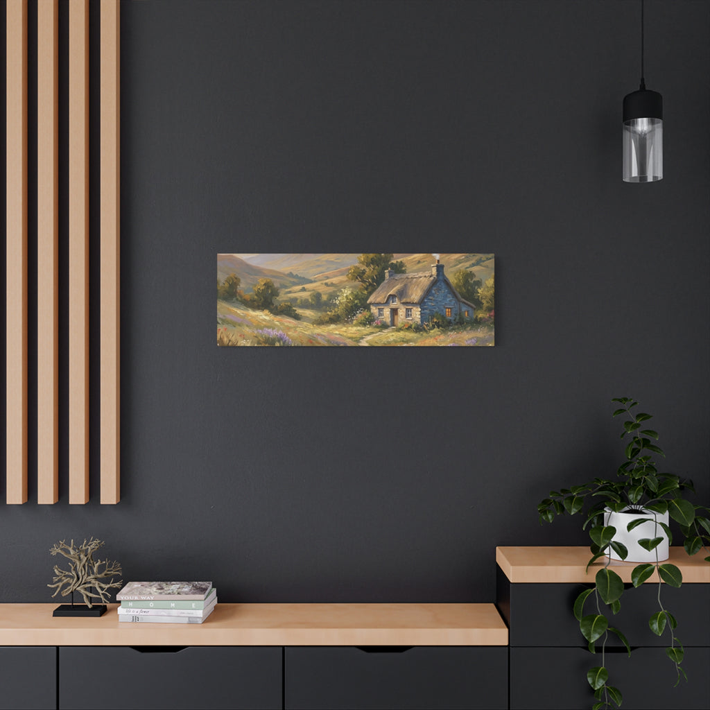 Countryside Cottage Canvas Wall Art — Tranquil Rustic Landscape Print