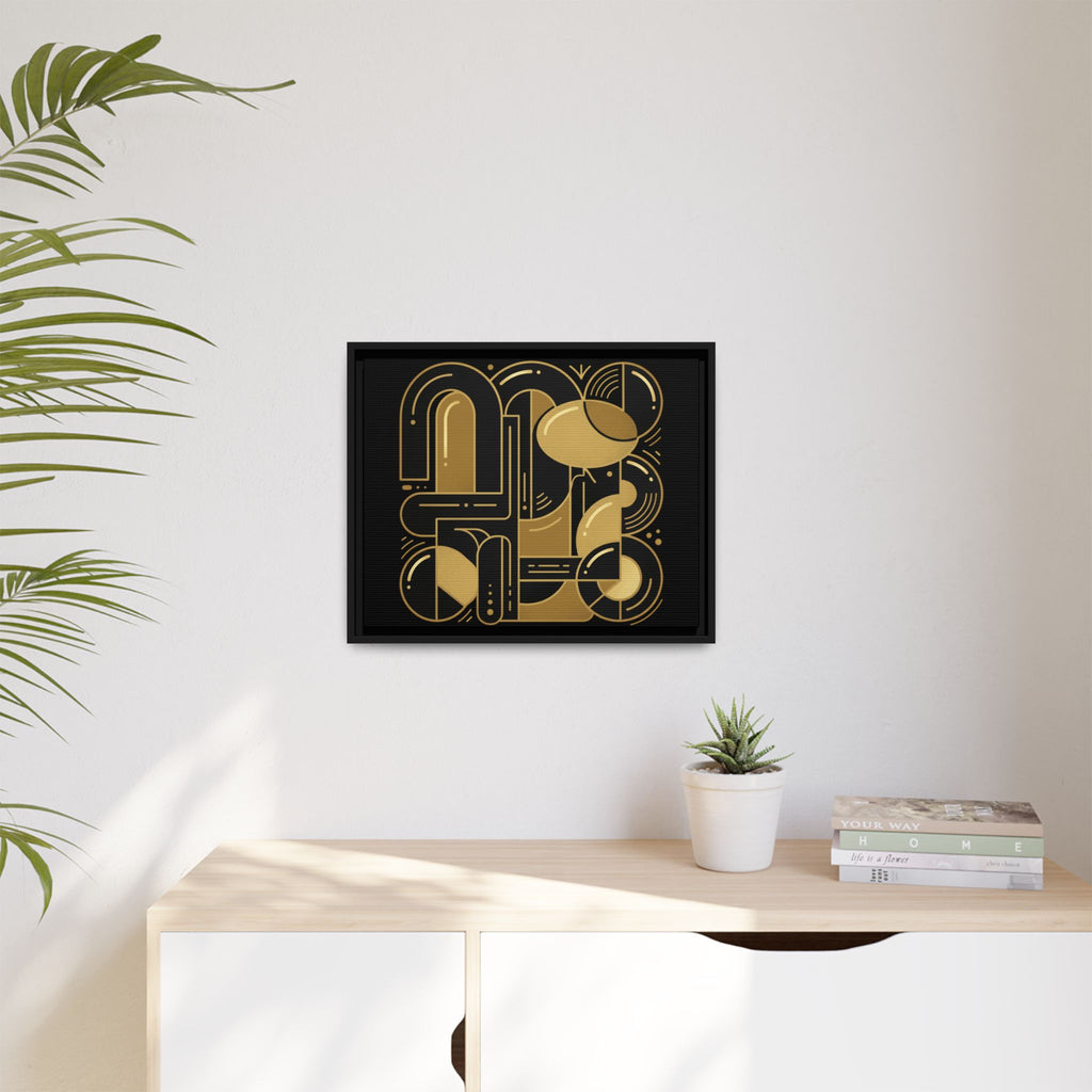 Gold Geometric Art Print — Framed Matte Canvas