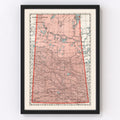 Vintage Map of Saskatchewan Canada, 1925