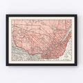 Vintage Map of Quebec Canada, 1925
