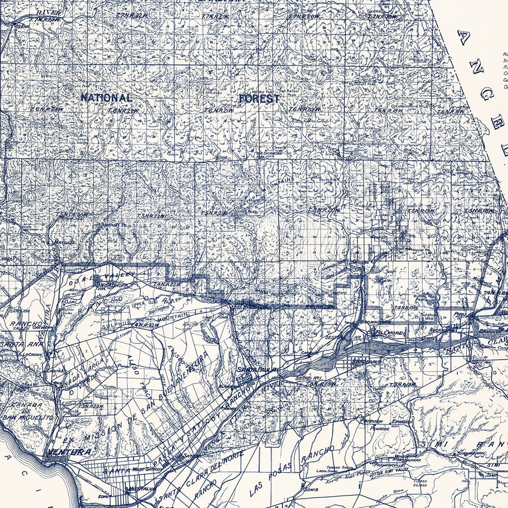 Vintage Map of Ventura County, California 1913
