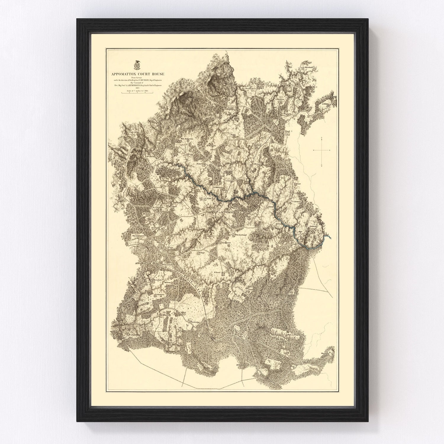 Vintage Map of the Battle of Appomattox Court House, 1869