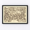 Vintage Map of the Battle of Jetersville & Sailors Creek, 1869