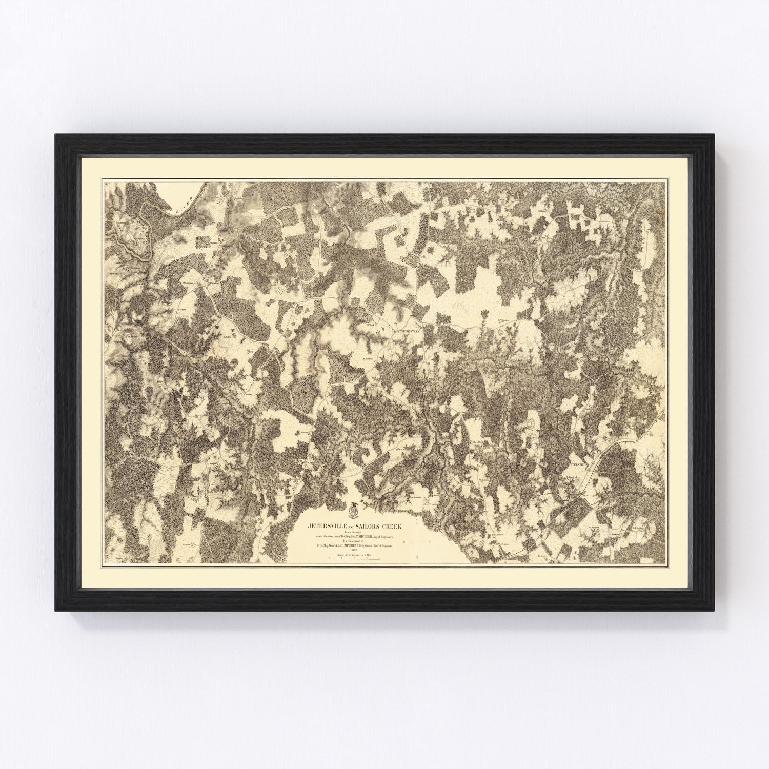 Vintage Map of the Battle of Jetersville & Sailors Creek, 1869