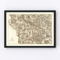 Vintage Map of the Battle of Richmond, 1869