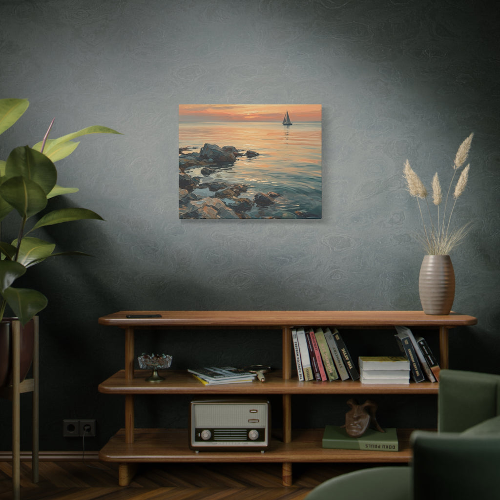 Sunset Sail Canvas Wall Art — Seascape Painting Print