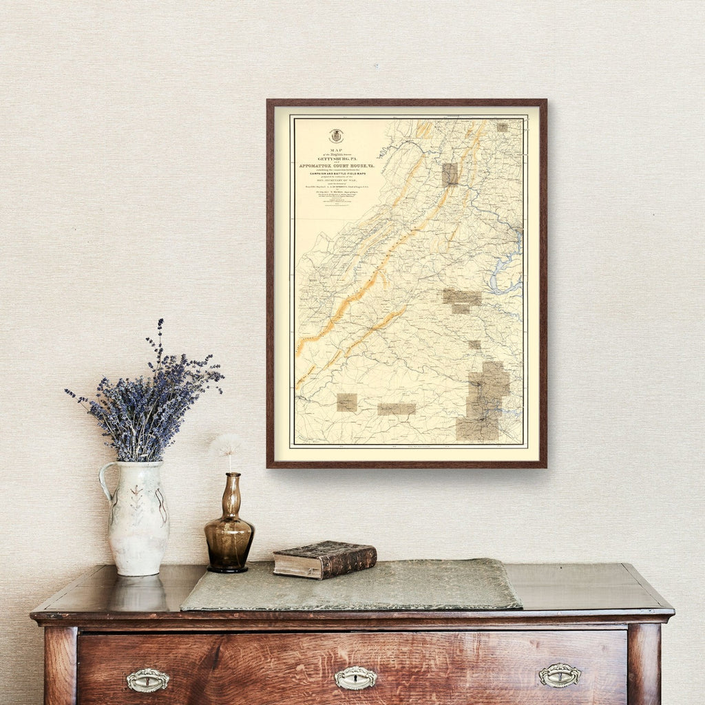 Vintage Map of the Gettysburg Pennsylvania Region, 1869
