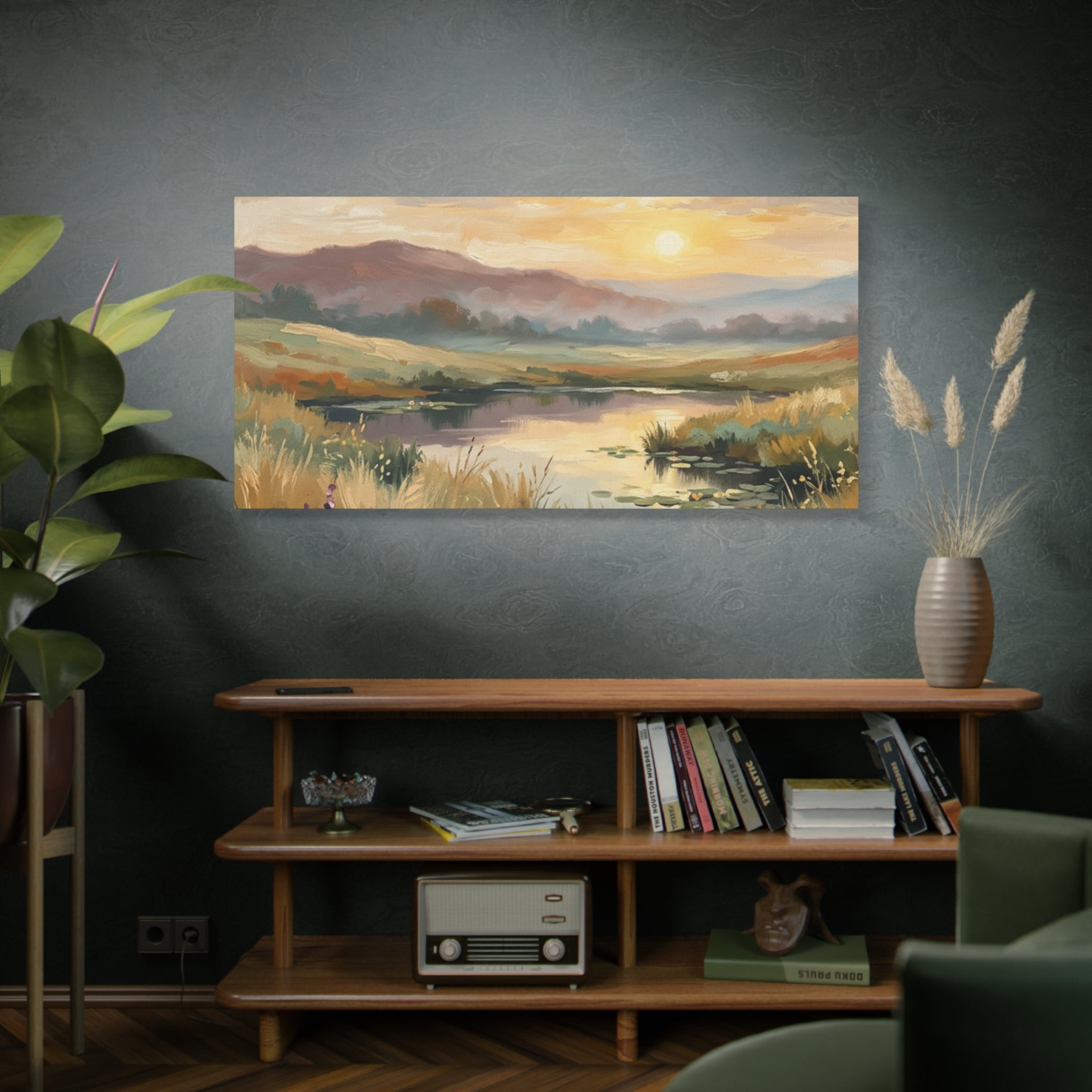Sunset Meadow Canvas Wall Art — Stretched Matte Landscape Print