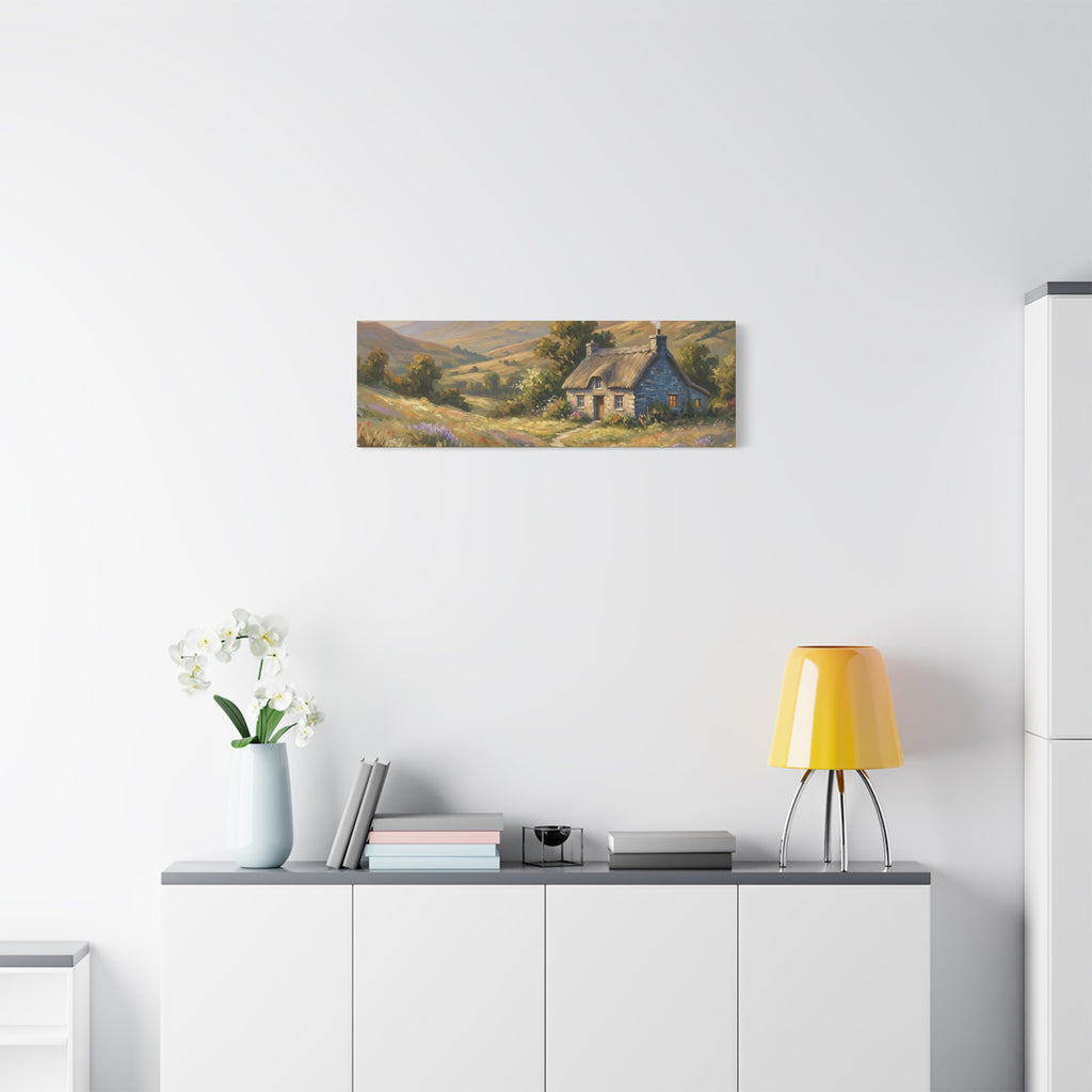 Countryside Cottage Canvas Wall Art — Tranquil Rustic Landscape Print