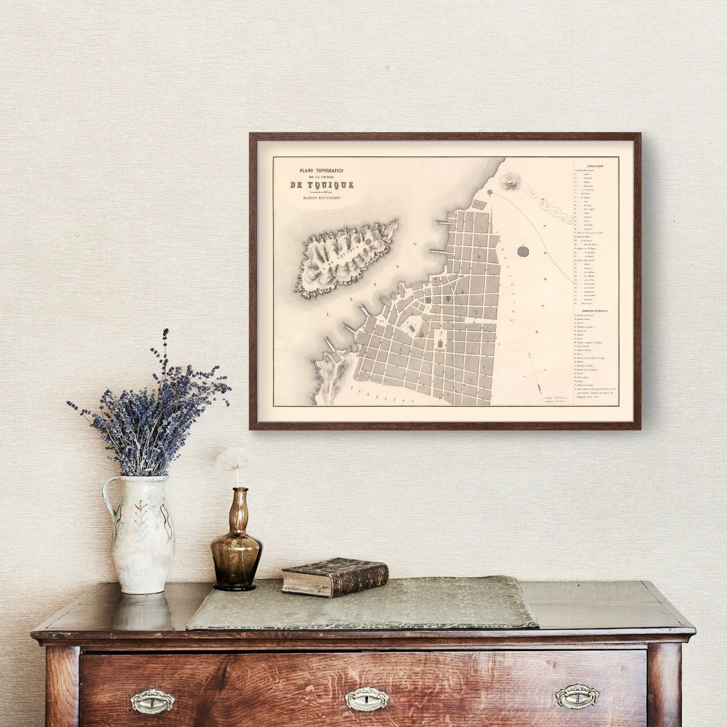 Vintage Map of Iquique, Chile 1865