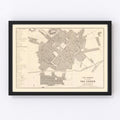 Vintage Map of Cuzco, Peru 1865