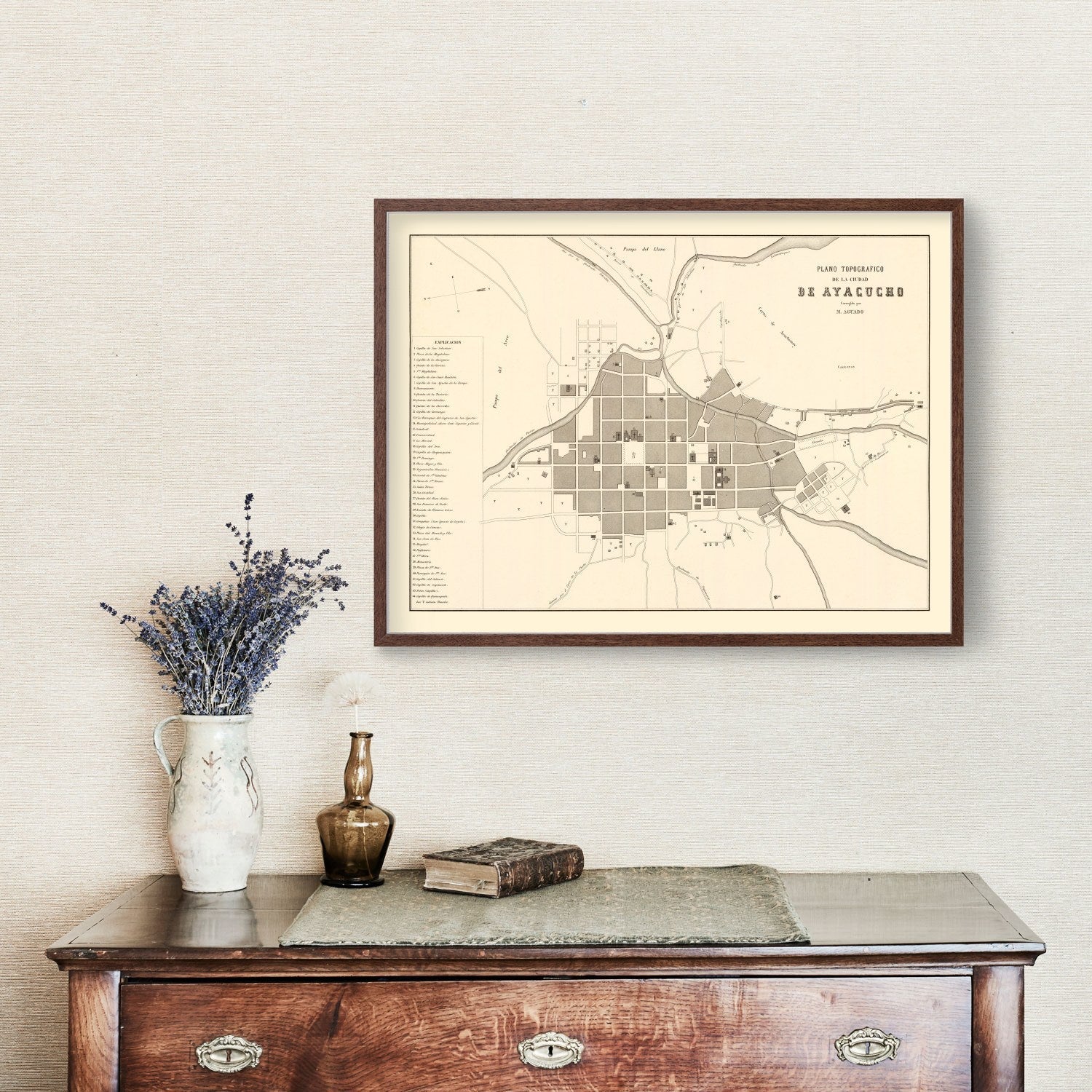 Vintage Map of Ayacucho, Peru 1865