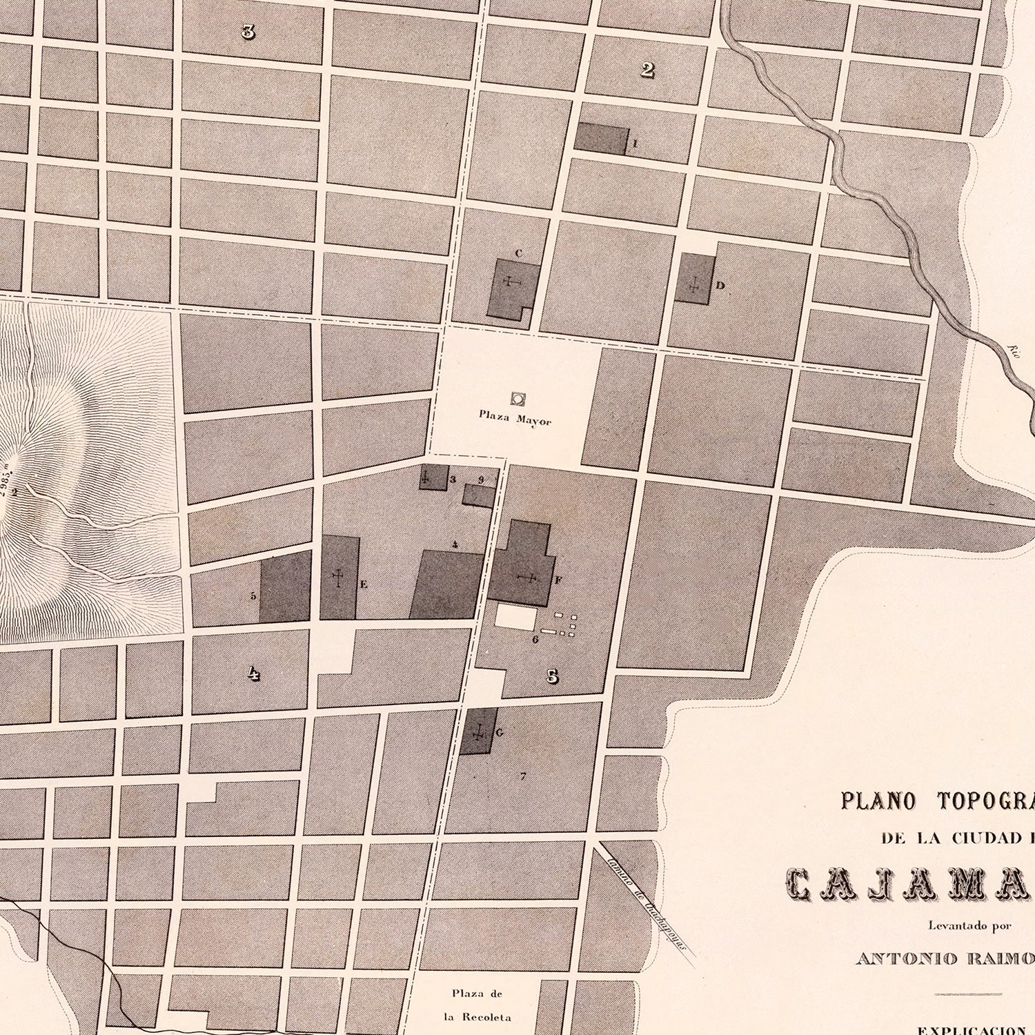 Vintage Map of Cajamarca, Peru 1865