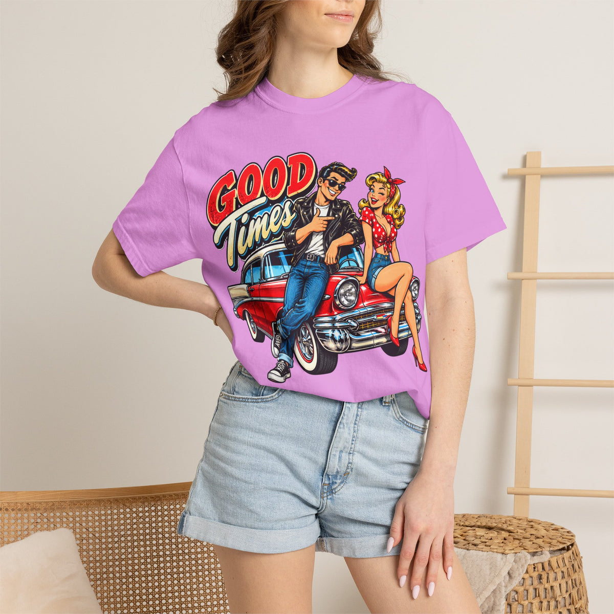 Good Times Retro Car Tee — Vintage 1950s Rockabilly Graphic T‑Shirt