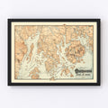 Vintage Map of Mount Desert Island, 1890