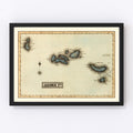 Vintage Map of Azore Islands, 1823