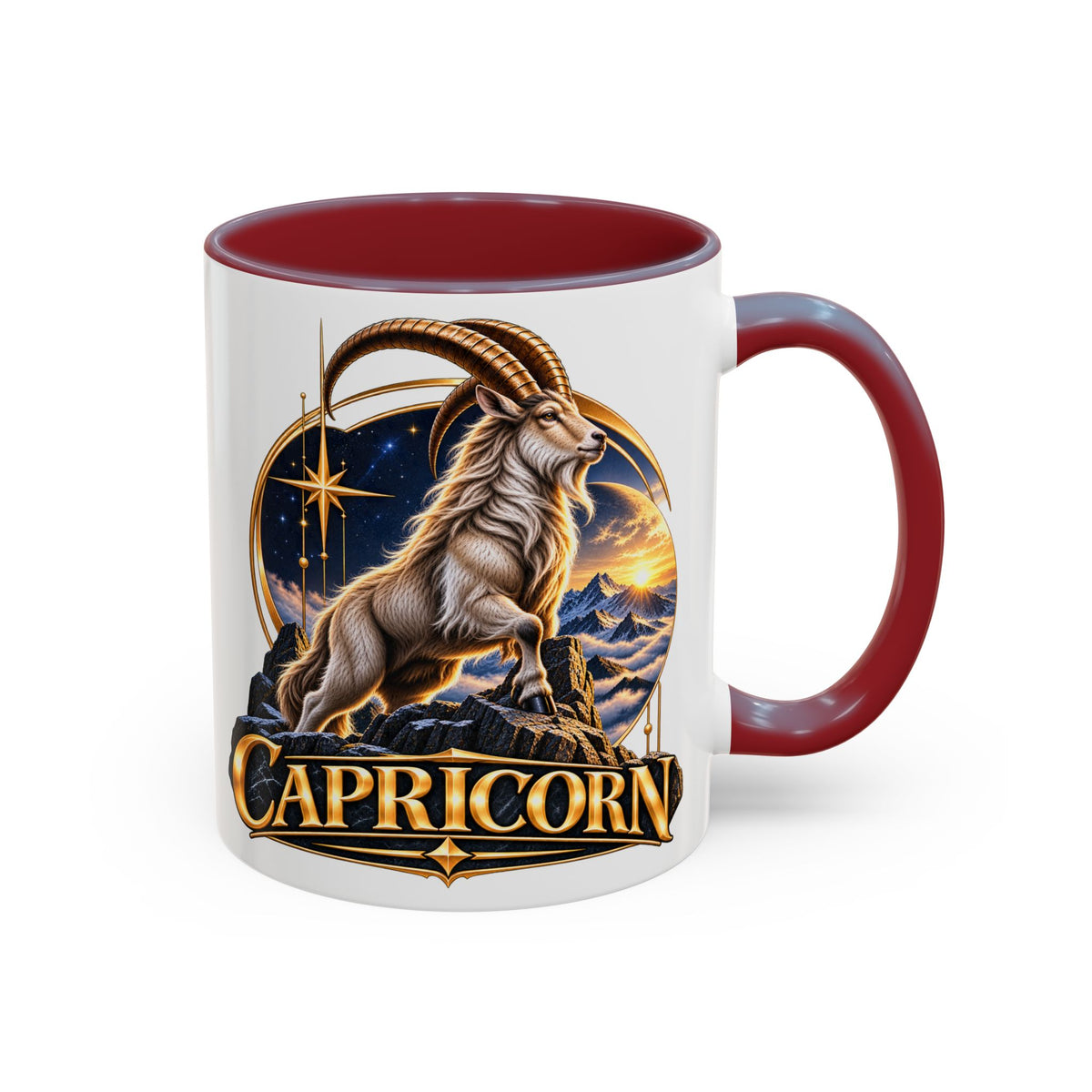 Capricorn Zodiac Coffee Mug — Astrological Goat Accent Mug (11/15oz)