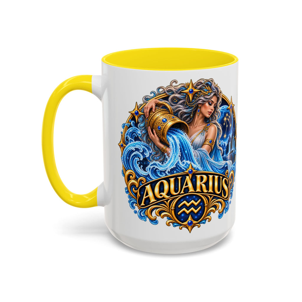 Aquarius Zodiac Coffee Mug — Illustrated Water Bearer Astrology Gift (11/15oz)