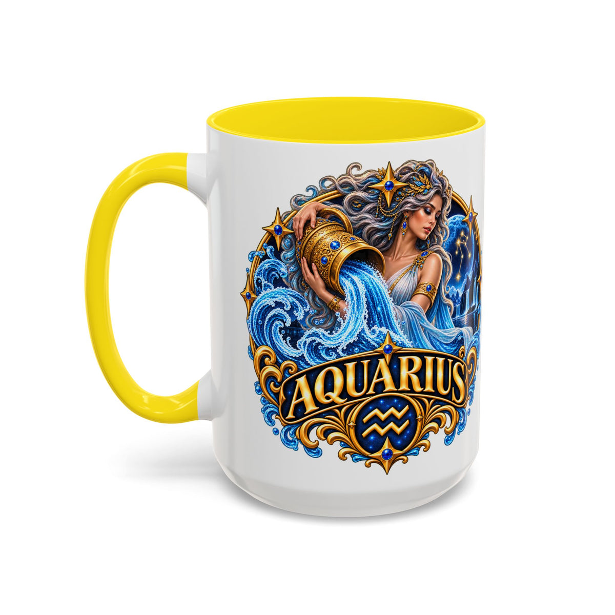 Aquarius Zodiac Coffee Mug — Illustrated Water Bearer Astrology Gift (11/15oz)