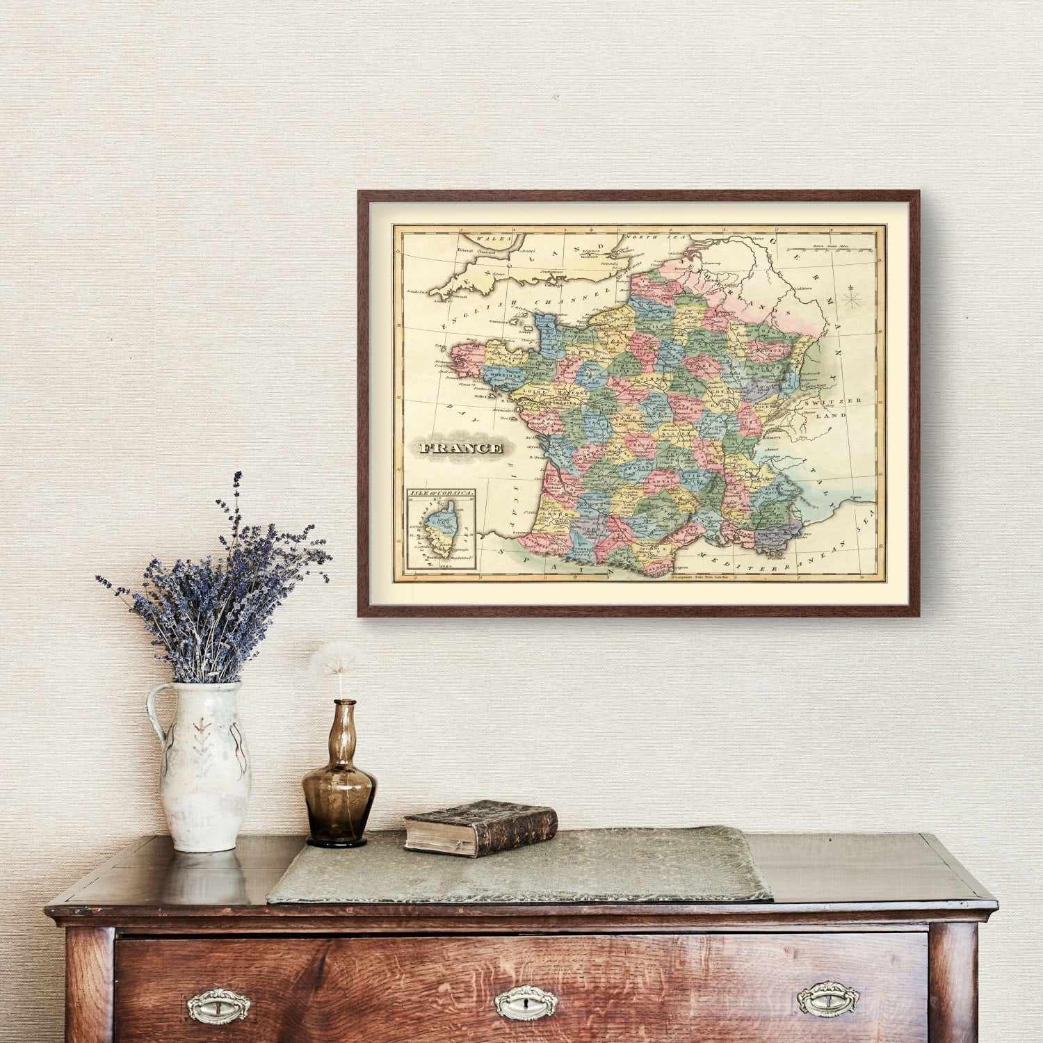 Vintage Map of France 1823