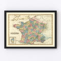 Vintage Map of France 1823